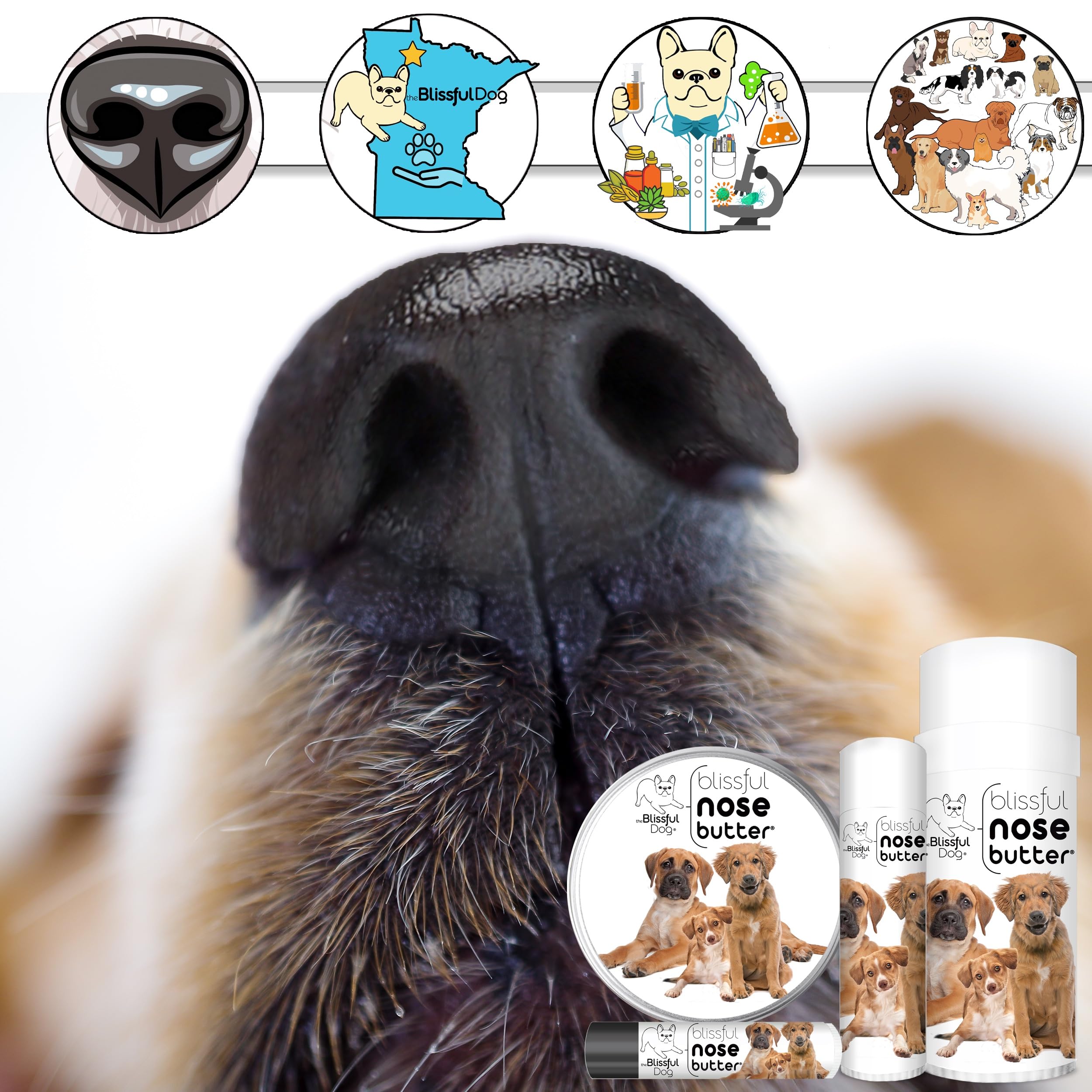 3 Cute Puppies Unscented Nose Butter - Dog Nose Butter, 0.50 Ounce